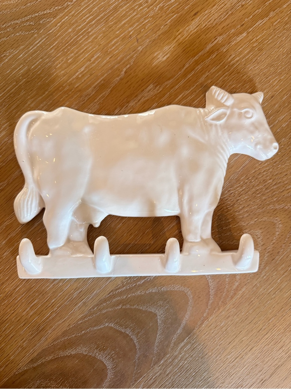 White Ceramic Cow Bull Wall Hook